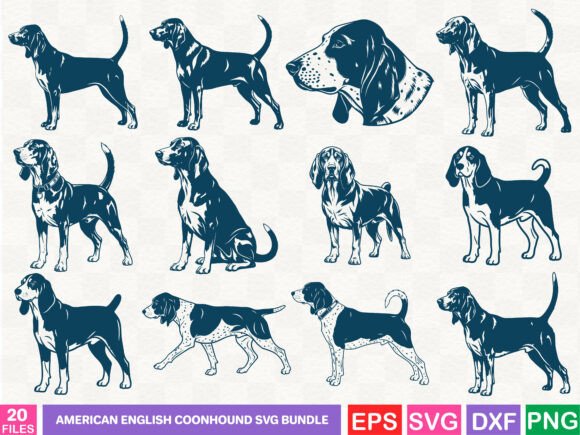 A Coonhound Graphics Bundle for Crafters and Merchandise Creators
