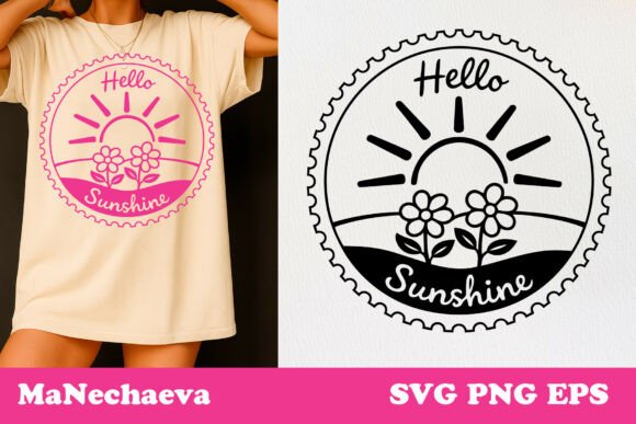 Hello Sunshine Stamp Graphic for Branding & T-Shirt Designs