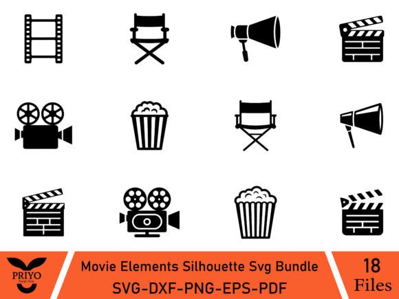 Movie Elements SVG Graphics for Illustrations and Design