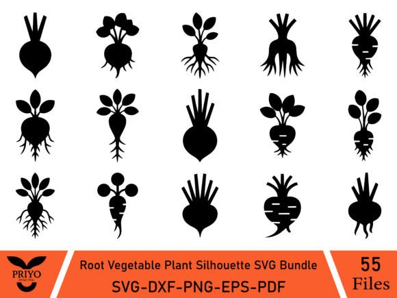 Root Vegetable Silhouettes for Brand Identity & Packaging Graphics