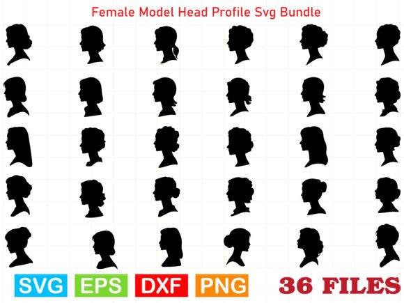 The Female Model Head Profile SVG Bundle for Graphics & Illustrations