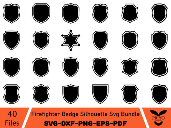 The Firefighter Badge Silhouette SVG Bundle for Editorial Graphics